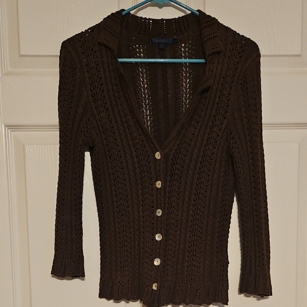 Boden Silk Blend Chocolate Brown Knit Cardigan